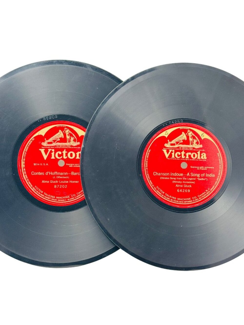 Alma Gluck Chanson Indoue / Barcarolle 10in 78 Victrola-Victor 64269-87202 Set